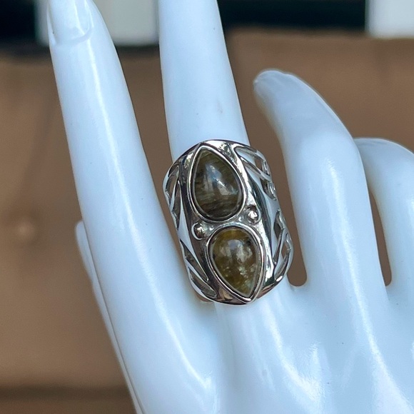 Malagasy Labradorite Large Open Framework Statement Ring - Picture 2 of 12